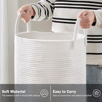 Woven Rope Laundry Hamper Basket by YOUDENOVA, 58L Tall Laundry Basket, Baby Nursery Hamper for Blanket Storage, Clothes Hamper for Laundry in Bedroom-Large-Pure White - Image 4