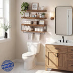 QEEIG Bathroom Floating Shelves Over Toilet - Wall Mounted Shelf Toilet Paper Storage Farmhouse 24 inch Long Set of 3, Rustic Brown (027-60BN3) - Image 4