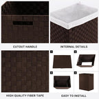 YOUDENOVA Handwoven Laundry Basket Hamper with Removable Liner Bag and Lid, Collapsible Clothes Hamper with Handle, Brown - Image 6
