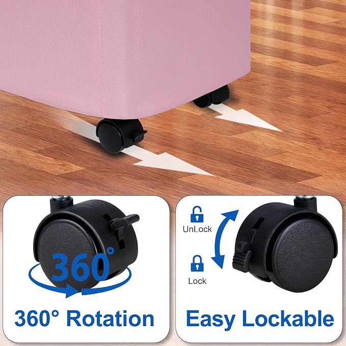 Slim Laundry Hamper with Wheels,15 Gal (55L) Rolling Laundry Basket with lid and wheels Clothes Hamper Foldable Tall Dirty Clothes Basket Sturdy Collapsible Clothes Hamper for Dorm,Laundry Room - Image 4