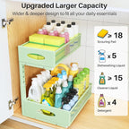 Under Sink Organizer, 2 Tier Pull Out Under Cabinet Organizer Shelf with Pad for Framed Cabinets, Metal Slide Out Under Sink Storage, Mesh Sliding Drawers for Kitchen Bathroom Laundry(Green, 1 Pack) - Image 3