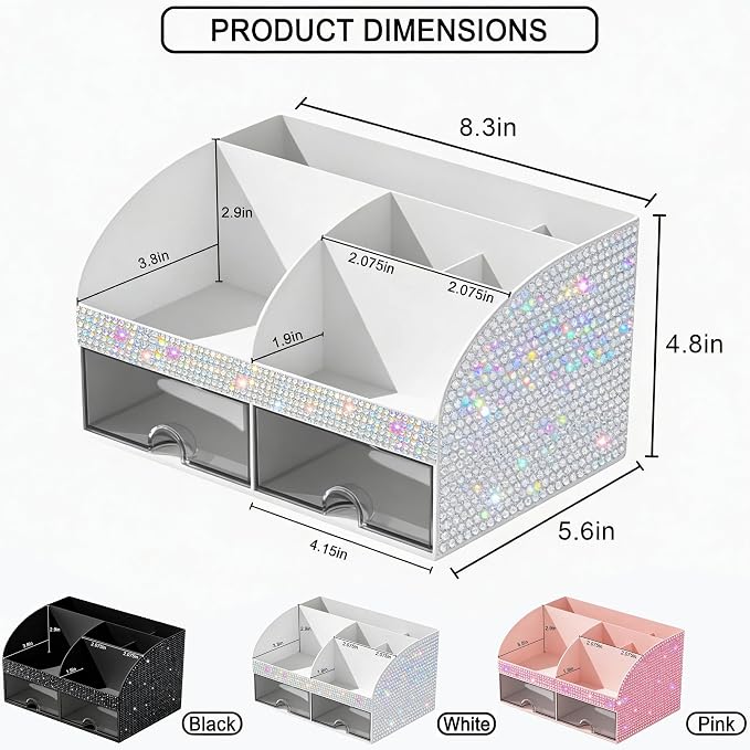 COMFYROOM Makeup Organizer, Bathroom Organizer (Bling White) - Image 2