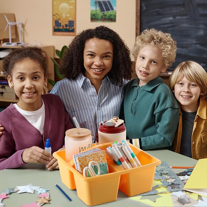 6 Pack Plastic Classroom Organizer Caddy with Handle, Boho - Image 7