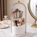 QIYVLOS Toothbrush Holders with Sliding Lid, Rotating 3 Slots Bathroom Organizer Countertop, Tooth Brush Toothpaste Holder Bathroom Counter Stand Caddy for Vanity Makeup Brushes Holder (White) - Image 6