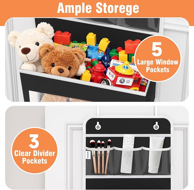 Over The Door Organizer Storage Large Capacity Hanging Bedroom Storage | 6 Shelves, Detachable, 40 LB Capacity, Mesh Design, Clear Window, Sturdy, Storage Organizer for Nursery, Pantry & Closet - Image 4