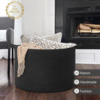INDRESSME 115L Extra Large Woven Rope Blanket Basket Living Room, Black - Image 7