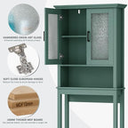 Over The Toilet Storage Cabinet, Over Toilet Bathroom Organizer with Glass Doors and Adjustable Shelf, Thicken Frame Above Toilet Storage Cabinet Behind Toilet Bathroom Organizer, Halcyon Green - Image 8