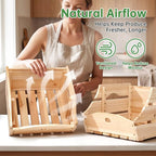 Stackable Wooden Storage Bins, Kitchen Counter Organizer with Handles, Produce Basket for Fruits, Vegetables, Potatoes, Onions, Snacks and Pantry Organization - 2 Piece - Image 5
