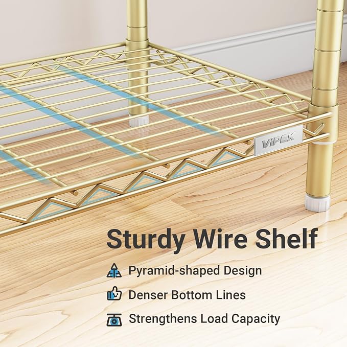 VIPEK V5 Heavy Duty Clothes Rack, Freestanding Modular Closet System, Gold - Image 7