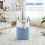 Laundry Basket,Woven Cotton Rope Laundry Hamper,100L for Decor Storage of Dirty Clothes,Toys and Blankets in Bathroom,Baby Room and Living Room - Image 2