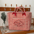 Storage Basket Boho Fabric Large Collapsible Floral Laundry Nursery Hamper Portable Folding Storage for Clothes Toys (Red Plaid) by Ankick