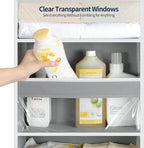 Yecaye Over the Door Organizer 5 Tiers, Heavy Duty Hanging Storage with 5 Large Clear PVC Pockets and 10 Side Pockets, 56lbs Capacity for Closet Door Bathroom Bedroom Nursery Dorm Laundry Room, Grey - Image 6