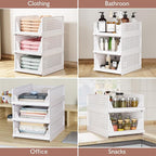 4 Pack Folding Closet Organizers Storage Box, Stackable Storage Bins, Plastic Drawer Basket Closet Storage for Wardrobe Cupboard Kitchen Bathroom Office White-4L - Image 7