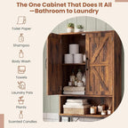 Over The Toilet Storage Cabinet,23.6" W Bathroom Organizer, Brown - Image 5