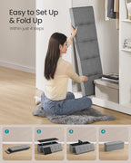 SONGMICS 43.3 Inches Folding Storage Ottoman Bench, Load 660 lb | Ottoman Foot Rest, Storage Chest, for Living Room, Entryway, Dove Gray and Ink Black, MINOTA Collection ULSF77G - Image 7