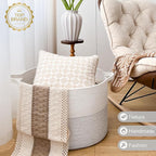 INDRESSME XXXLarge Woven Rope Blanket Basket Living Room White, 90L - Image 7