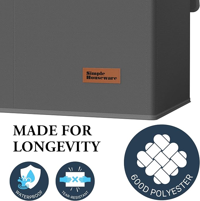 Simple Houseware Double Laundry Hamper with Lid & Removable Bags, Dark Gray - Image 5