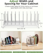 EVERIE Adjustable Bakeware Organizer Pot Lid Holder Rack for Pots, Cake Molds, Cutting Boards, Mats, Cookware, GS02SS, Pack of 2 - Image 7