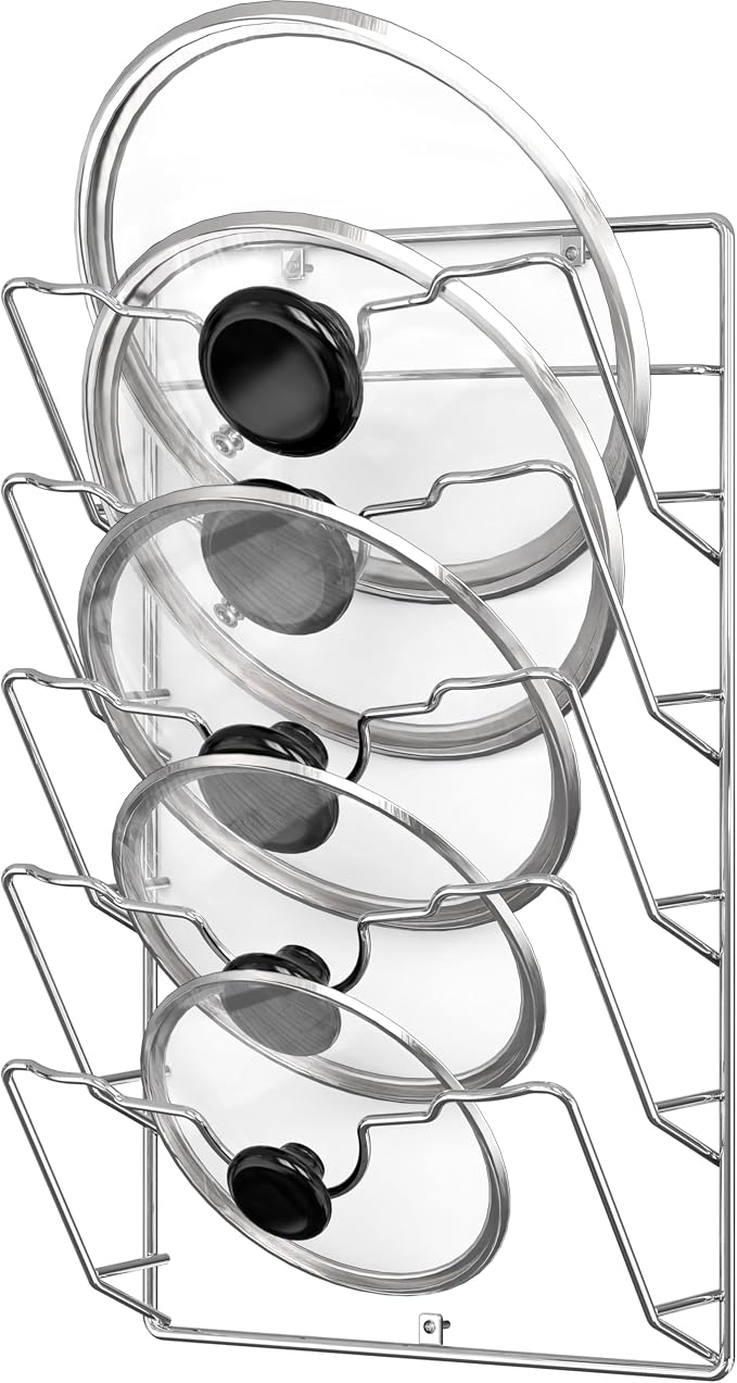 Simple Houseware Wall Door Mounted Pot Lid Rack Organizer, Chrome Finish by SimpleHouseware