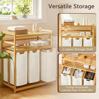 Bamboo 150L Laundry Hamper with 2 Tiers Shelf, Laundry Room Organization - Image 6
