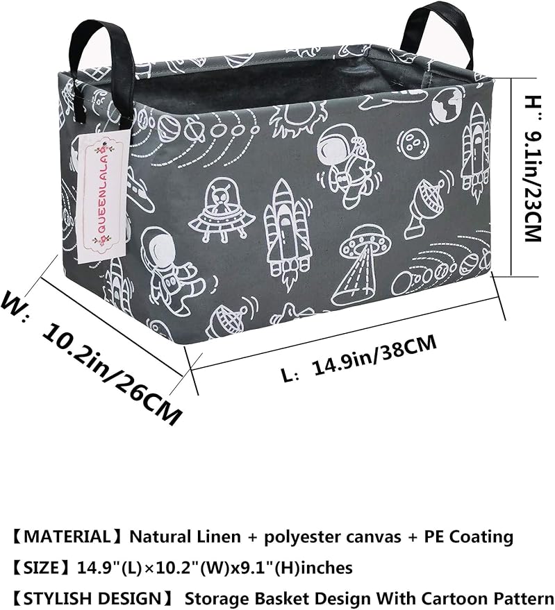 Rectangular Collapsible Laundry Basket with Side Handles, Space exploration - Image 2