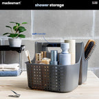 madesmart Shower Tote with Soft Grip Handle, Smoke - Image 2