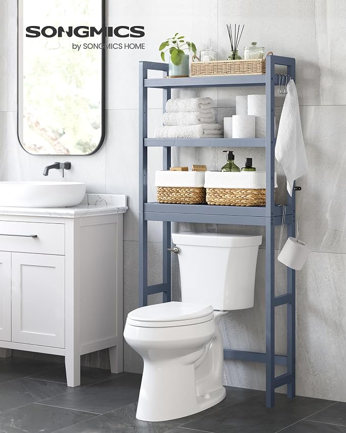 SONGMICS 3-Tier Bamboo Over The Toilet Storage, Adjustable Shelf, 66.9''H - Image 2