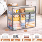 4 Pack Clear Storage Bags for Clothes, 45L Closet Organizers and Storage | Plastic storage with zipper and handle, moving bags, under-bed storage, closet organizer for blankets, comforters, toys - Image 2