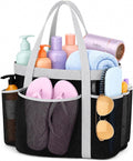 YASONIC Double Handles Mesh Shower Caddy Portable for College Dorm Essentials, 8 Pockets Large Capacity Shower Organizer for Girls, Quick-Dry Hanging Toiletry Bag for Bathroom Travel, Black&Grey by YASONIC