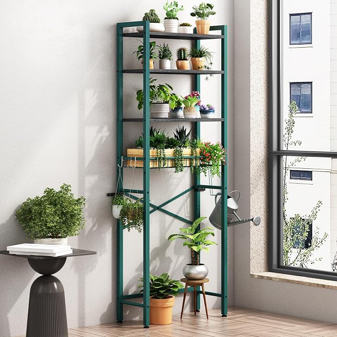 Kalrin Over-The-Toilet Storage Rack, 4-Tier Bathroom Organizer Shelf Over Toilet with Adjustable Shelf and Basket, Freestanding Space Saver Bathroom Shelves Above Toilet for Room (Green- Black) - Image 7