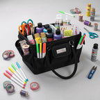 Everything Mary Deluxe Store & Tote Organizer – Black Craft Caddy with Handle – Collapsible Bag for Sewing, Scrapbooking, Art Supplies & DIY Project Organization - Image 9