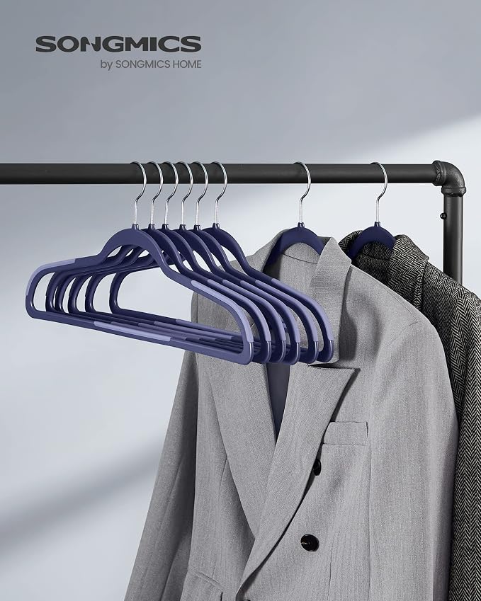 SONGMICS Plastic Clothes Hangers, Pack of 50, Space-Saving | 0.2 Inches Thick, 17.7 Inches Wide, 360° Swivel Hook, Dark Blue Ash and Light Blue Ash, BREANNA Collection UCRP050C05 - Image 2
