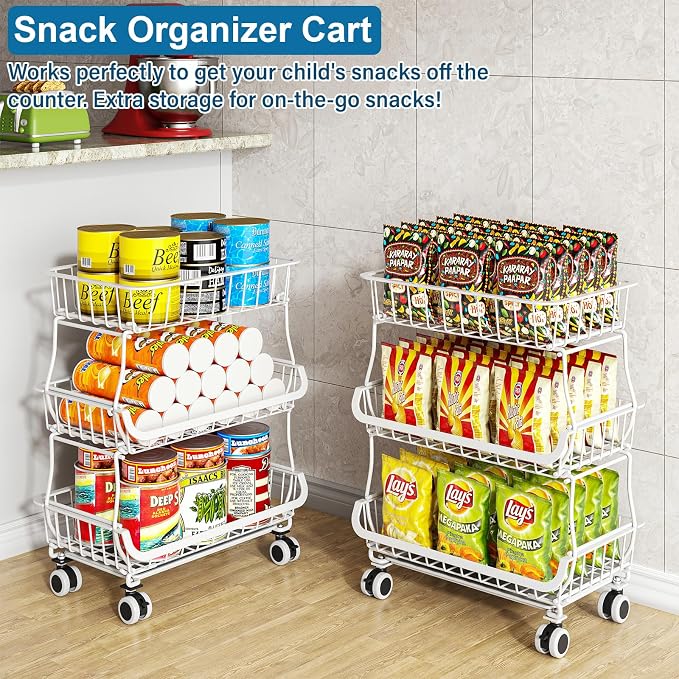 OKZEST 3-Tier Rolling Pantry Floor Organizers and Storage Cart with Wheels - Image 6
