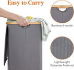 Lifewit 105L Laundry Basket with Lid, Clothes Hampers for Laundry with Bamboo Handles and 1 Removable Bag, Large Foldable Laundry Hamper for Bedroom, Bathroom, Dorm, Laundry Room, Gray - Image 6