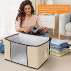 Fab totes 6 Pack Storage Bags for Clothes Blanket Storage Bins with Lids | Foldable Closet Organizers with Zippers,Window and Handles,Fabric Storage Bins for Sweater,Comforter,Bedding,Dorm essentials - Image 3