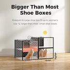 Pinkpum 12 Pack X-Large Shoe Storage Boxes, Shoe Organizer Clear Stackable | Fit US Size 11, 6.2” Height, Shoe Dispaly Case Holder Bins Sneaker Storage for Sneakerheads, For Home and Family, Black - Image 5