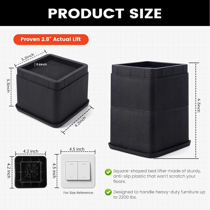 BTSD-home Bed Risers 3 Inch - Image 6