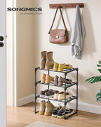 SONGMICS Shoe Rack, 3-Tier Shoe Organizer, Metal Storage Shelf | for Entryway, Upright or Upside Down, for 4-8 Pairs, Stackable, 11.8 x 16.7 x 21.5 Inches, Black ULSA003B01 - Image 2