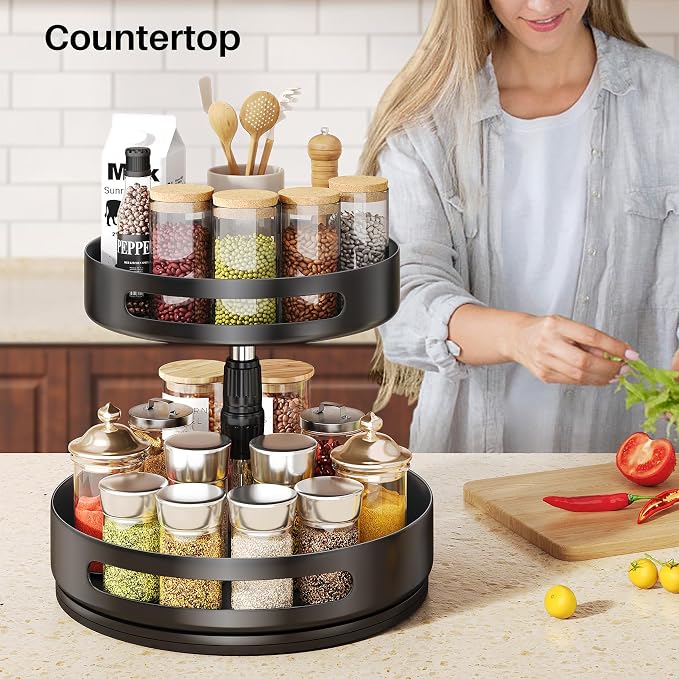 Lazy Susan Spice Rack Organizer for Cabinet, 2-Tier Metal, 10 in - Image 8