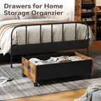 FOUCSSOMEI Wooden Under Bed Storage with Wheels Large Size - Image 5