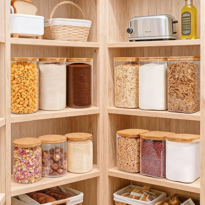 Glass Flour Containers with Bamboo Lids 1.6/4.6 Qt 2 Pack - Image 6