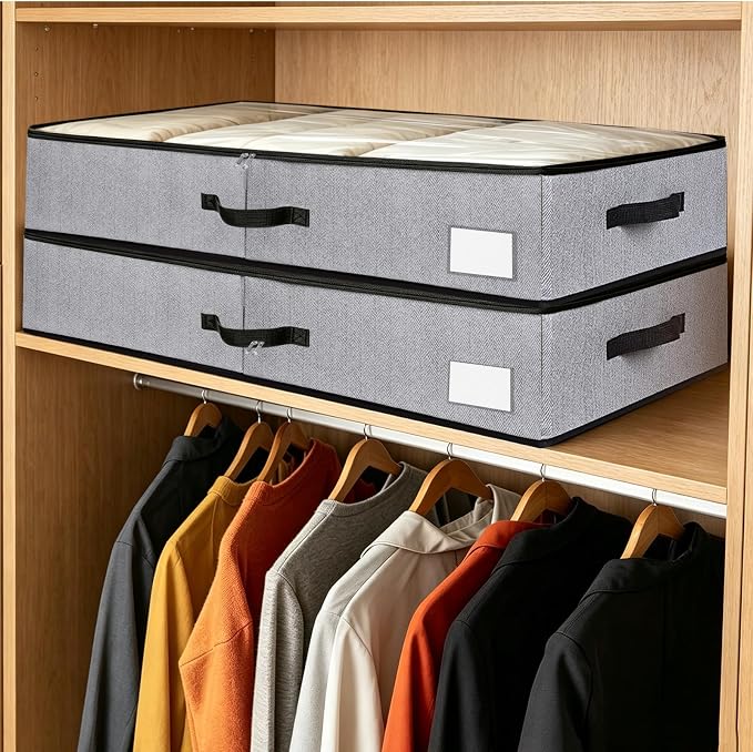 2 Pack Large Under Bed Storage Containers, Ultra-thick Fabric Underbed Bins - Image 8