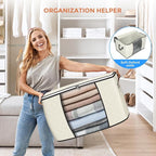 90L Large Storage Bags, 10 Pack Clothes Storage Bins Closet Organizers | Foldable Storage Containers, with Reinforced Handle, for Clothing, Blanket, Comforters, Bed Sheets, Pillows and Toys - Image 6