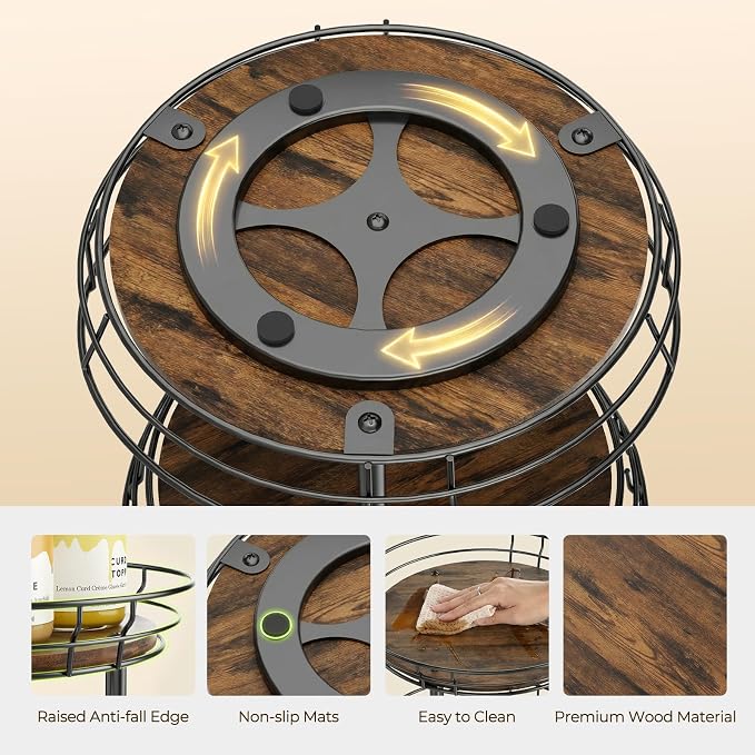 LAMU 3 Tier Lazy Susan Turntable Rotating Spice Rack Organizer for Cabinet - Image 5