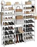 WOWLIVE 9 Tier 3-Column Shoe Rack, 50-55 Pairs Stackable White by WOWLIVE