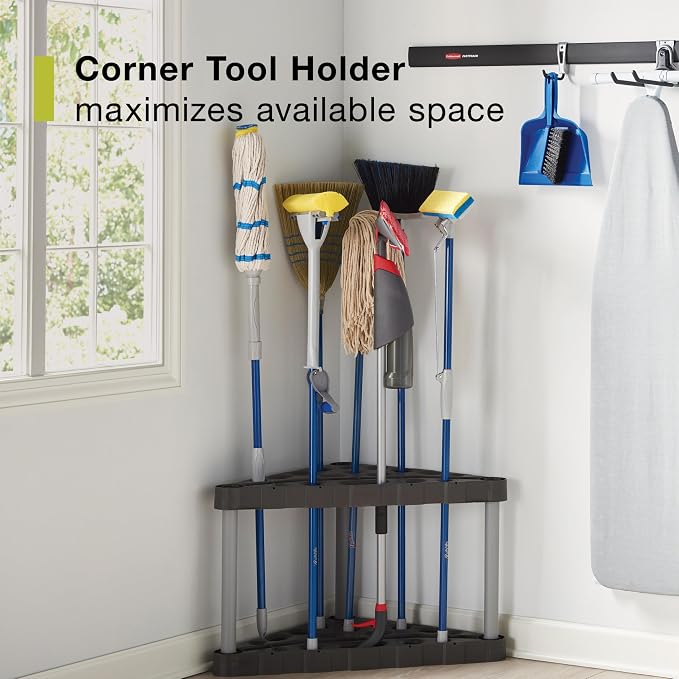 Rubbermaid Plastic Garage Corner Tool Tower Rack, Easy to Assemble, Organizes up to 30 Long-Handled Tools/Rakes/ Brooms/Shovles for Home/House/Outdoor/Sheds - Image 2