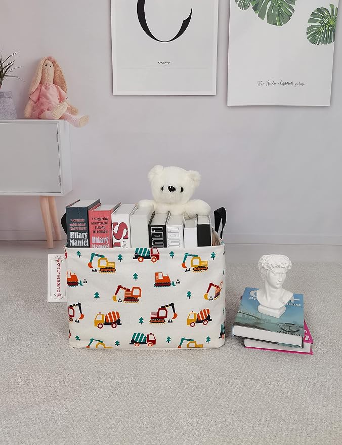 Rectangular Collapsible Laundry Basket with Side Handles, Excavator - Image 8
