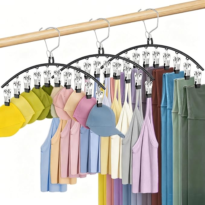 3 Pack Skirt Pants Hangers with Clips, Legging Organizer for Closet, Black by Besslly