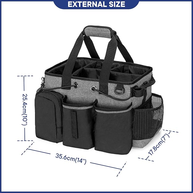 LoDrid Large Professional Cleaning Caddy with Detachable Divider, Black - Image 6