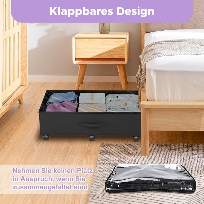 Babenest 2-Pack Under Bed Storage Organizer on 6 Wheels for Clothes - Image 3